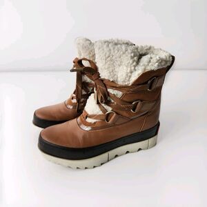 Sorel Boots Womens 7 Joan of Arctic Next Waterproof Boots Velvet Tan Shearling